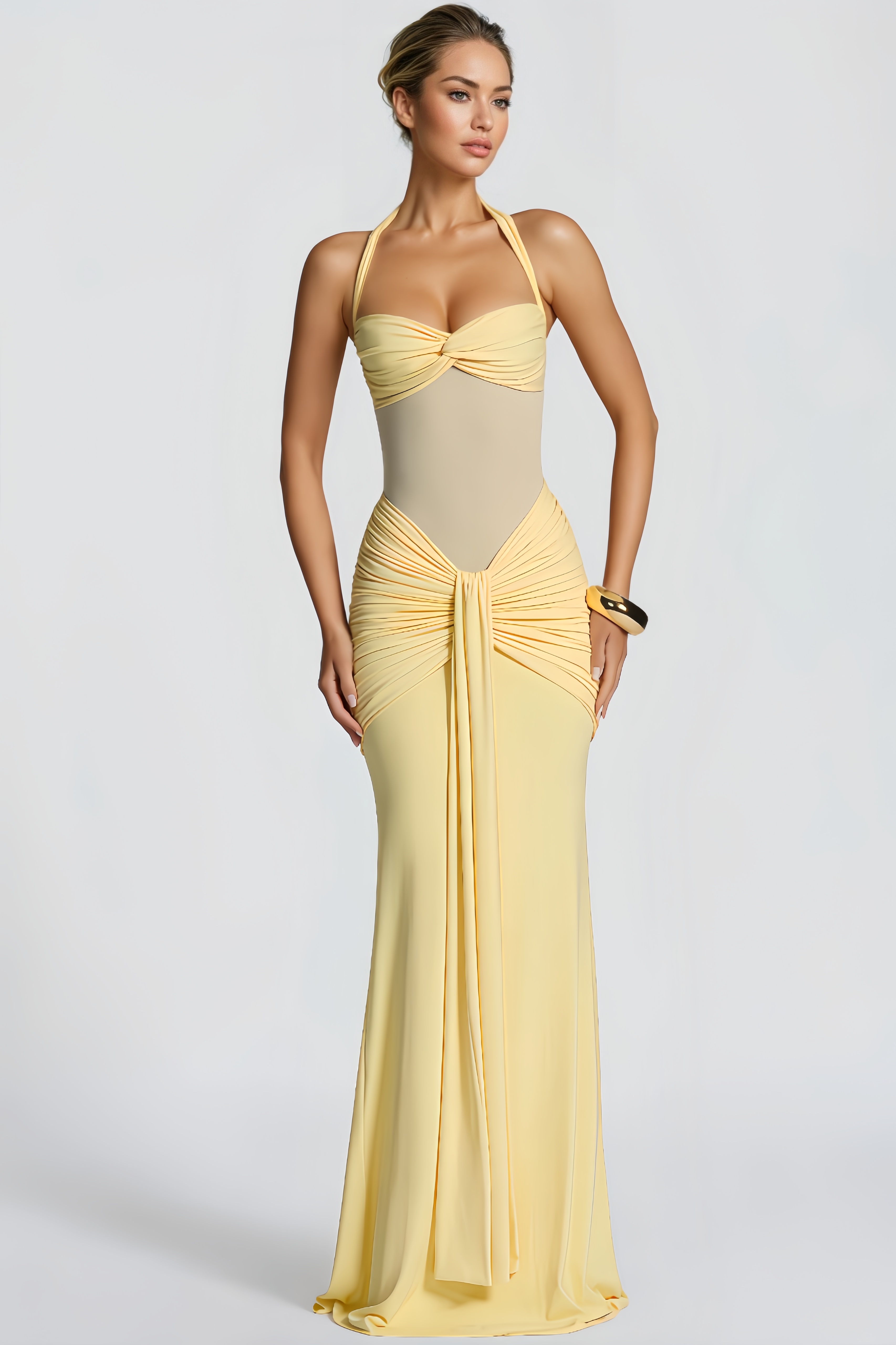 Elmer Lace-Up Tulle Maxi Dress