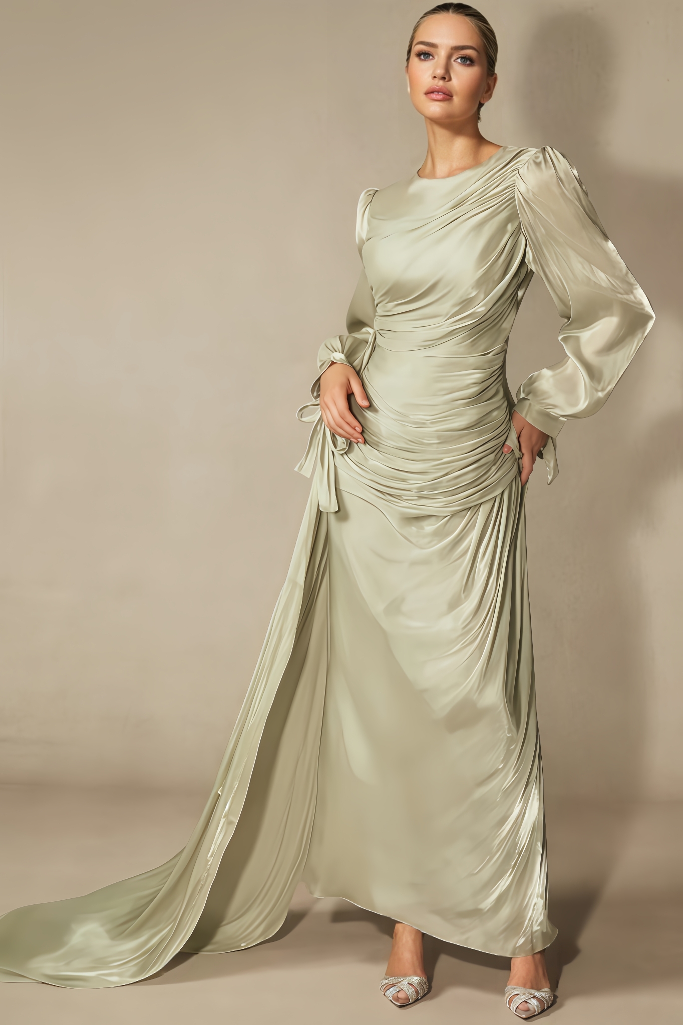 Keve Sleeve Ruched Maxi Dress