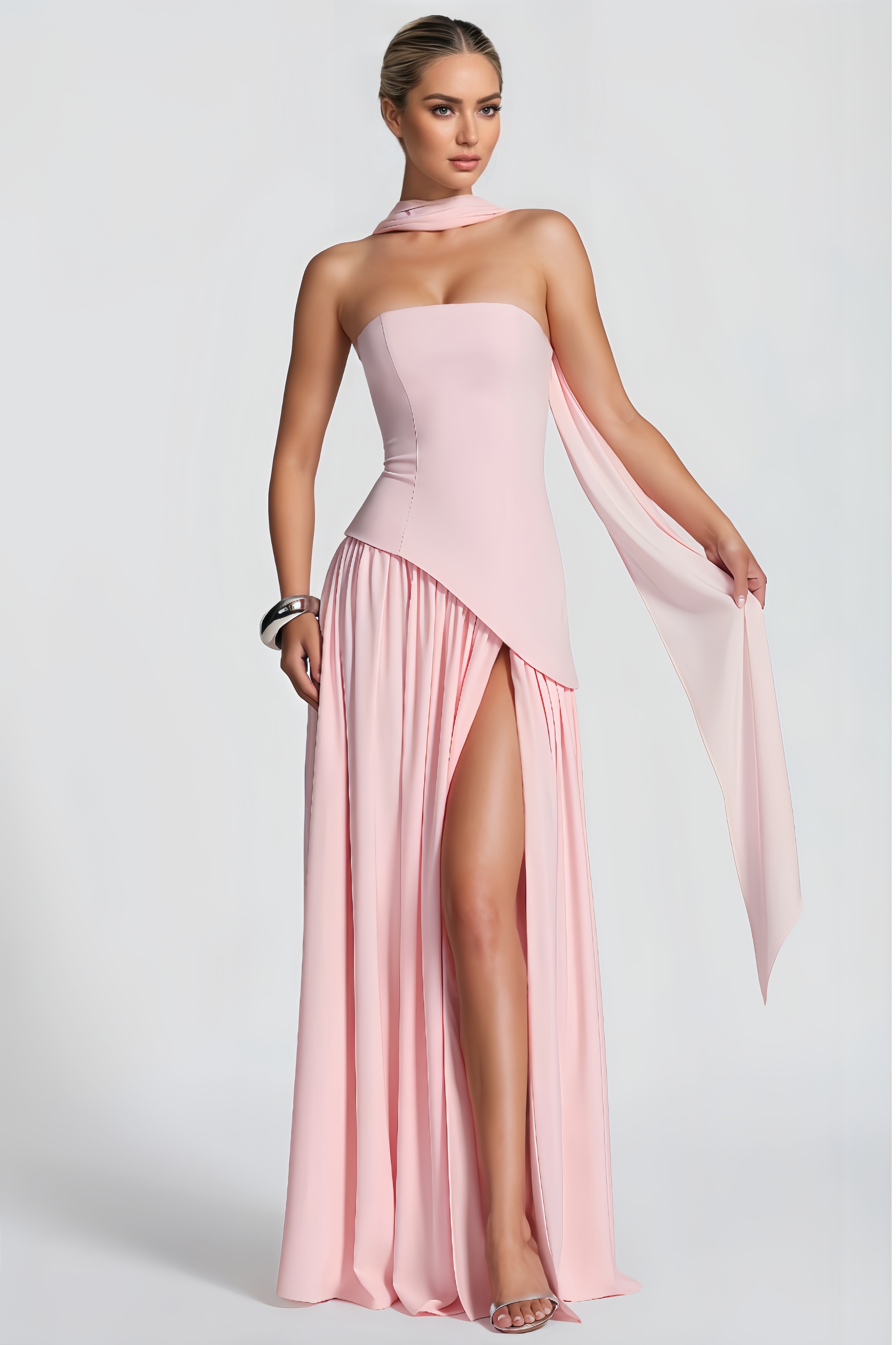 Wynrt Tie-Front Slit Maxi Dress