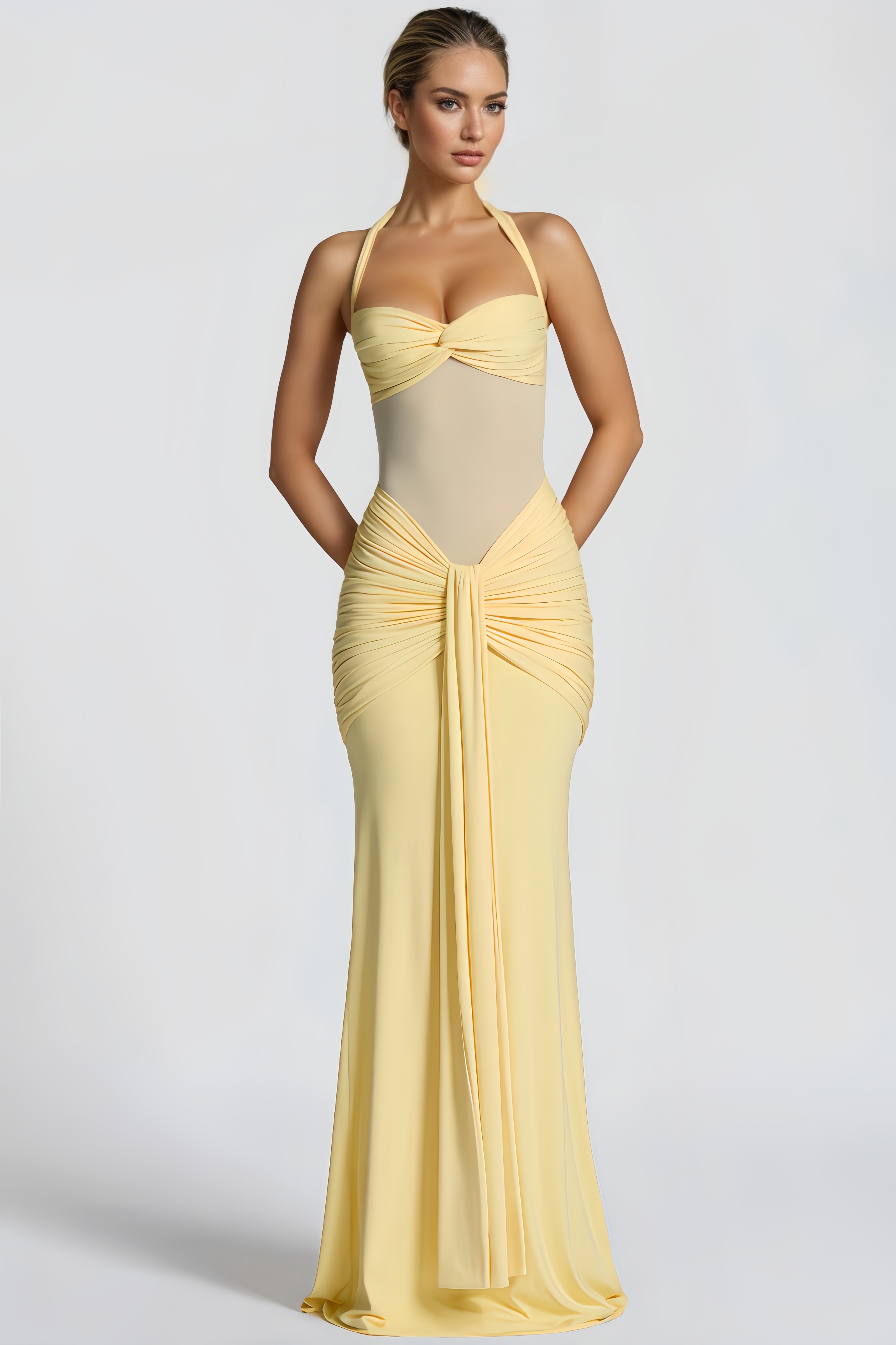 Elmer Lace-Up Tulle Maxi Dress