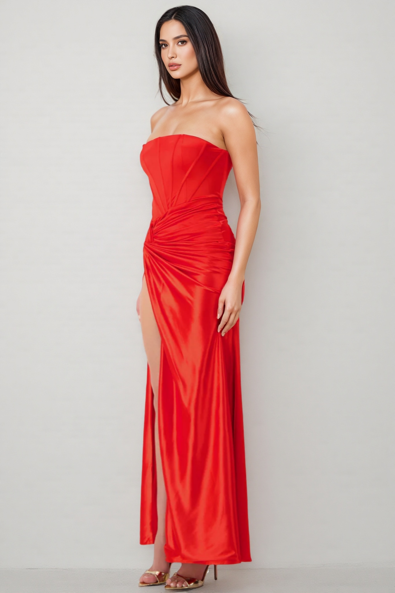 Kelid Red Backless Twisted Slit Maxi Dress