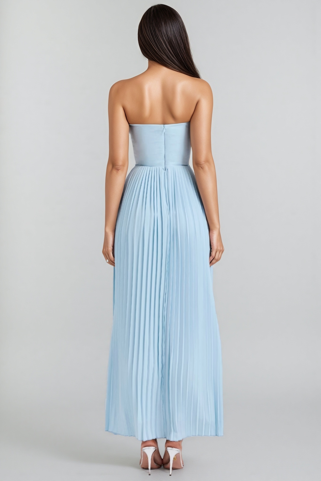 Shirley Ocean Blue Pleated Maxi Dress