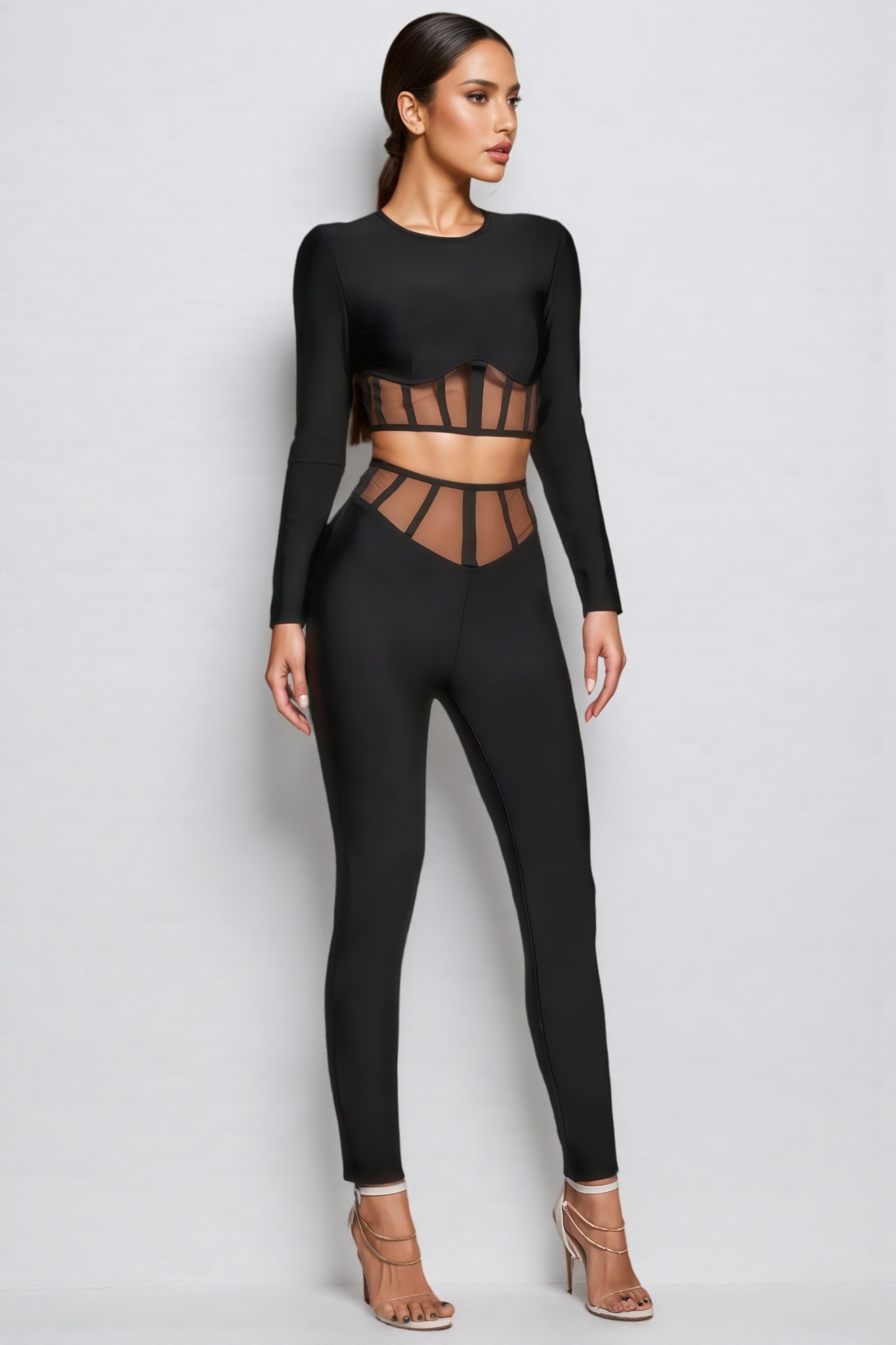 Ethan Mesh Cutout High Waisted Pants Set