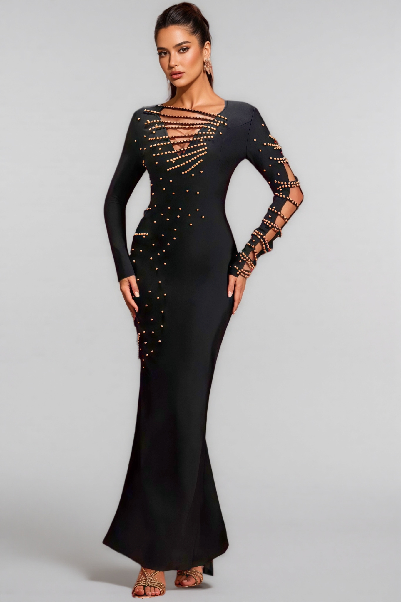 Astred Beadwork Luxury Bandage Maxi Dress