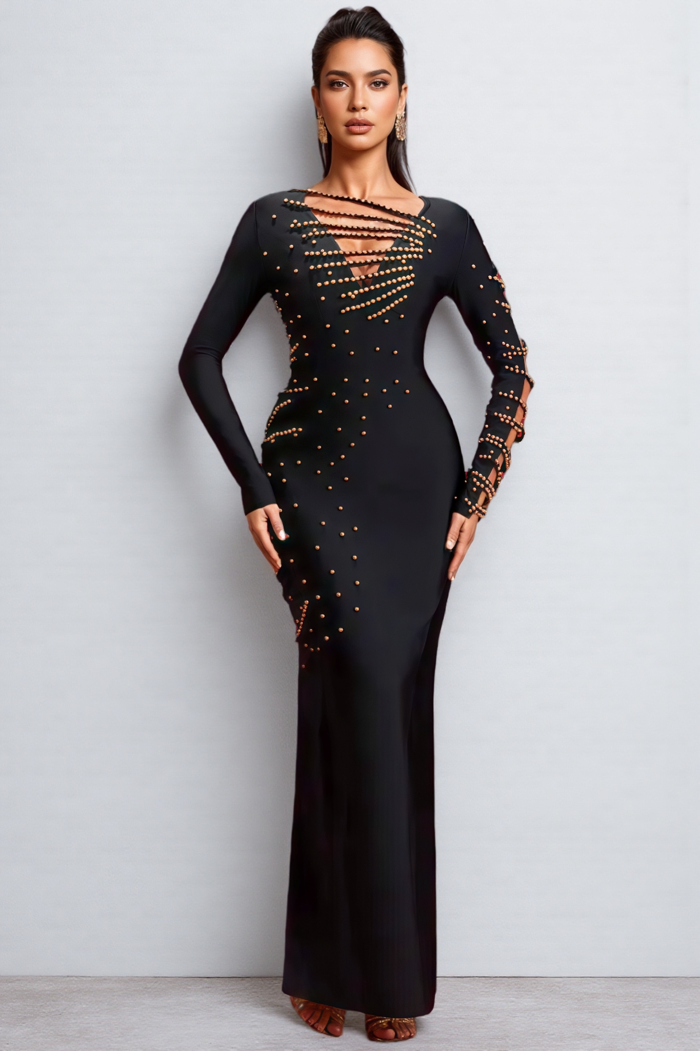 Astred Beadwork Luxury Bandage Maxi Dress