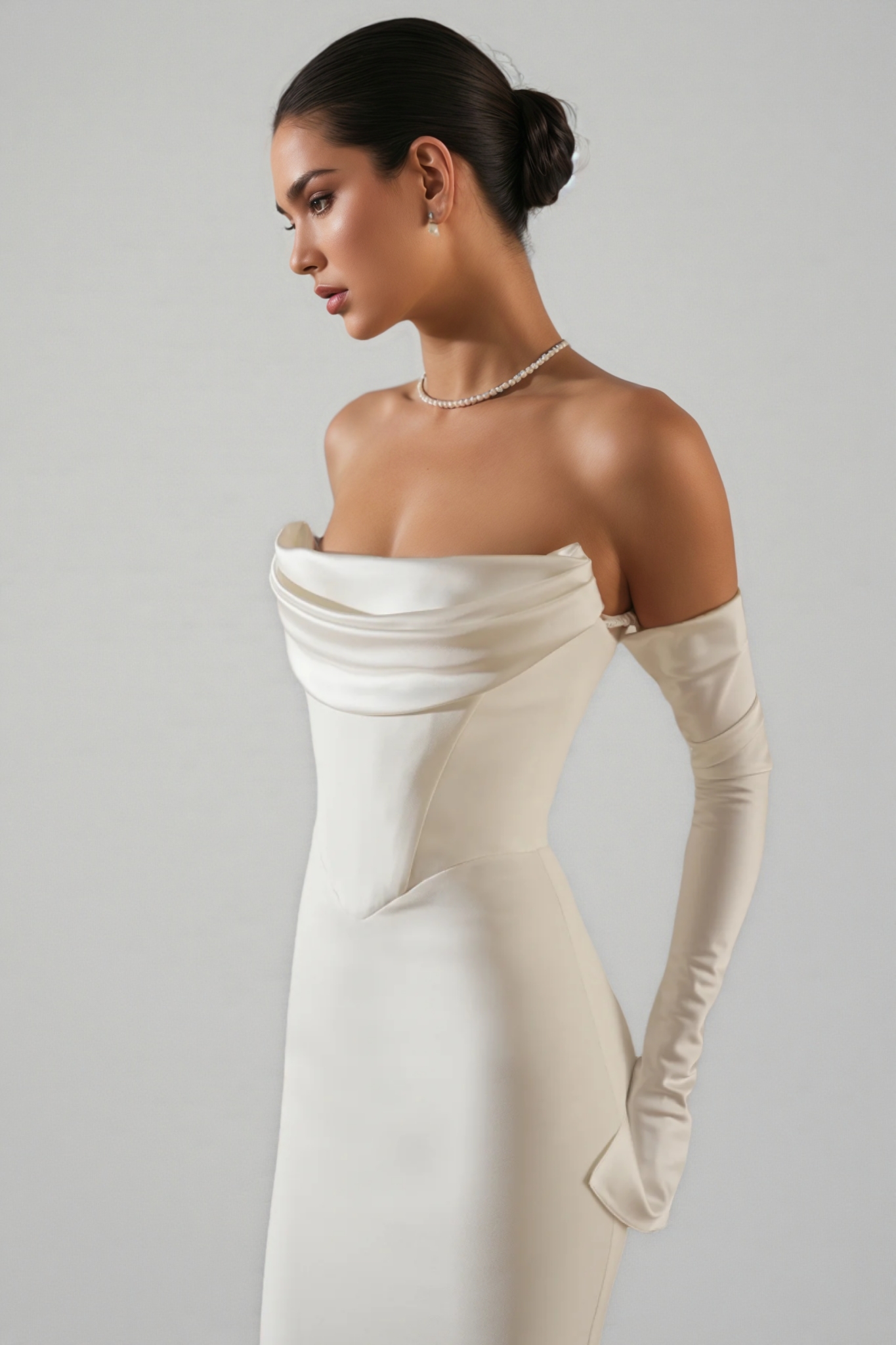 Scot White One Shoulder Long Sleeve Maxi Dress