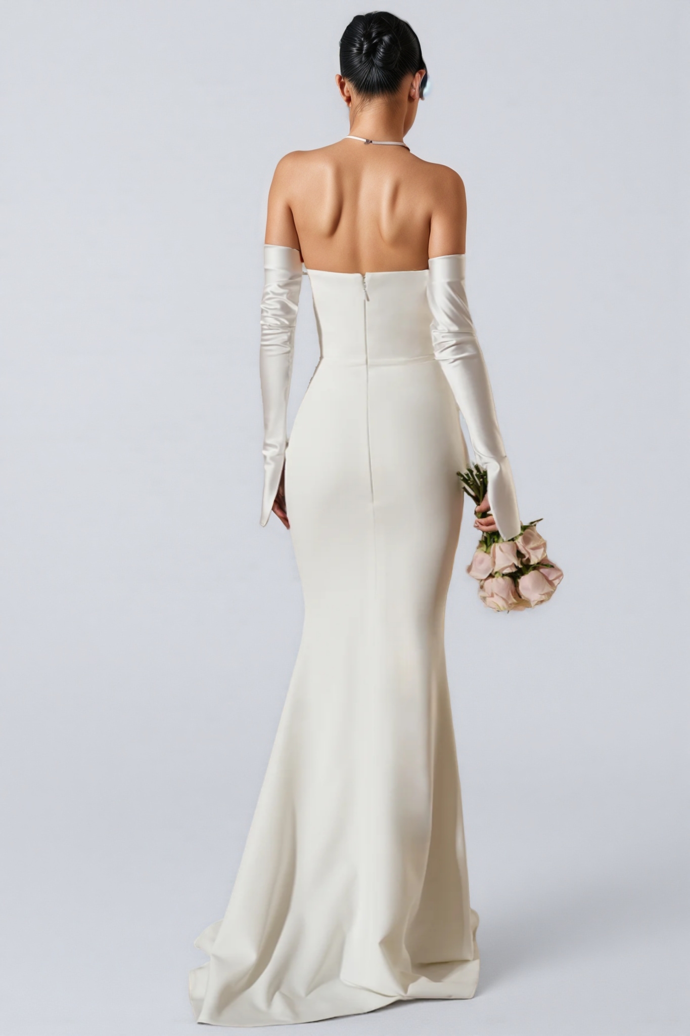 Scot White One Shoulder Long Sleeve Maxi Dress