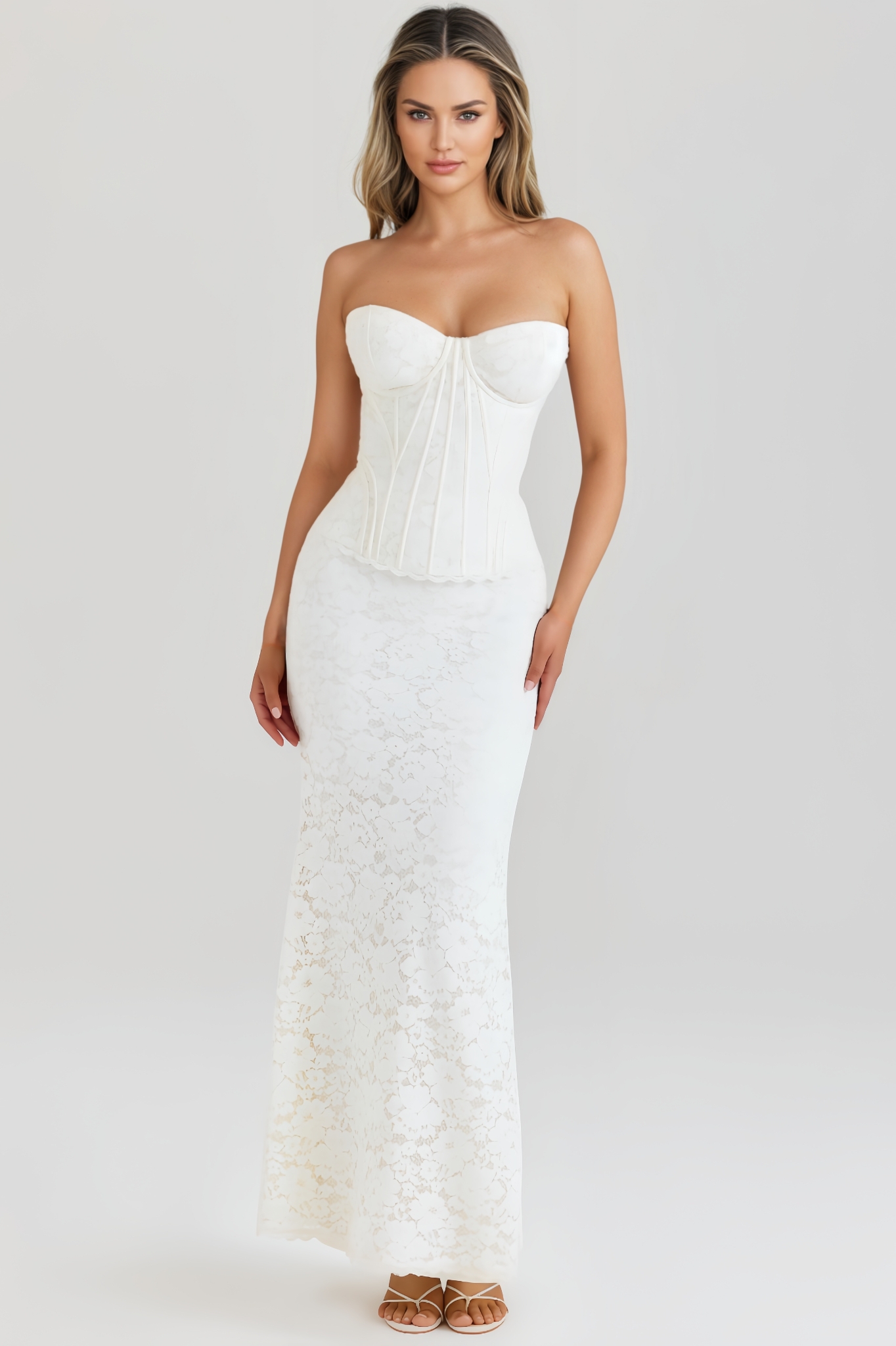 Xivek Lace Corset Maxi Dress