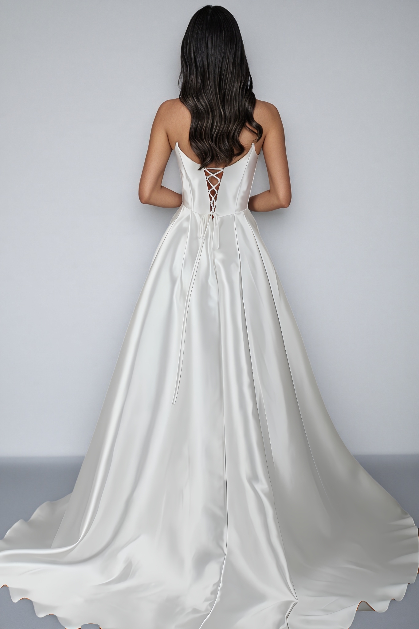 Varkt White Satin Strapless Maxi Dress