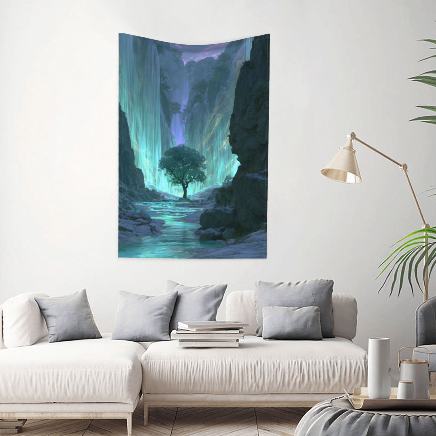Cathedral of Rain art tapestry in a room — 40 × 60 in, view 1