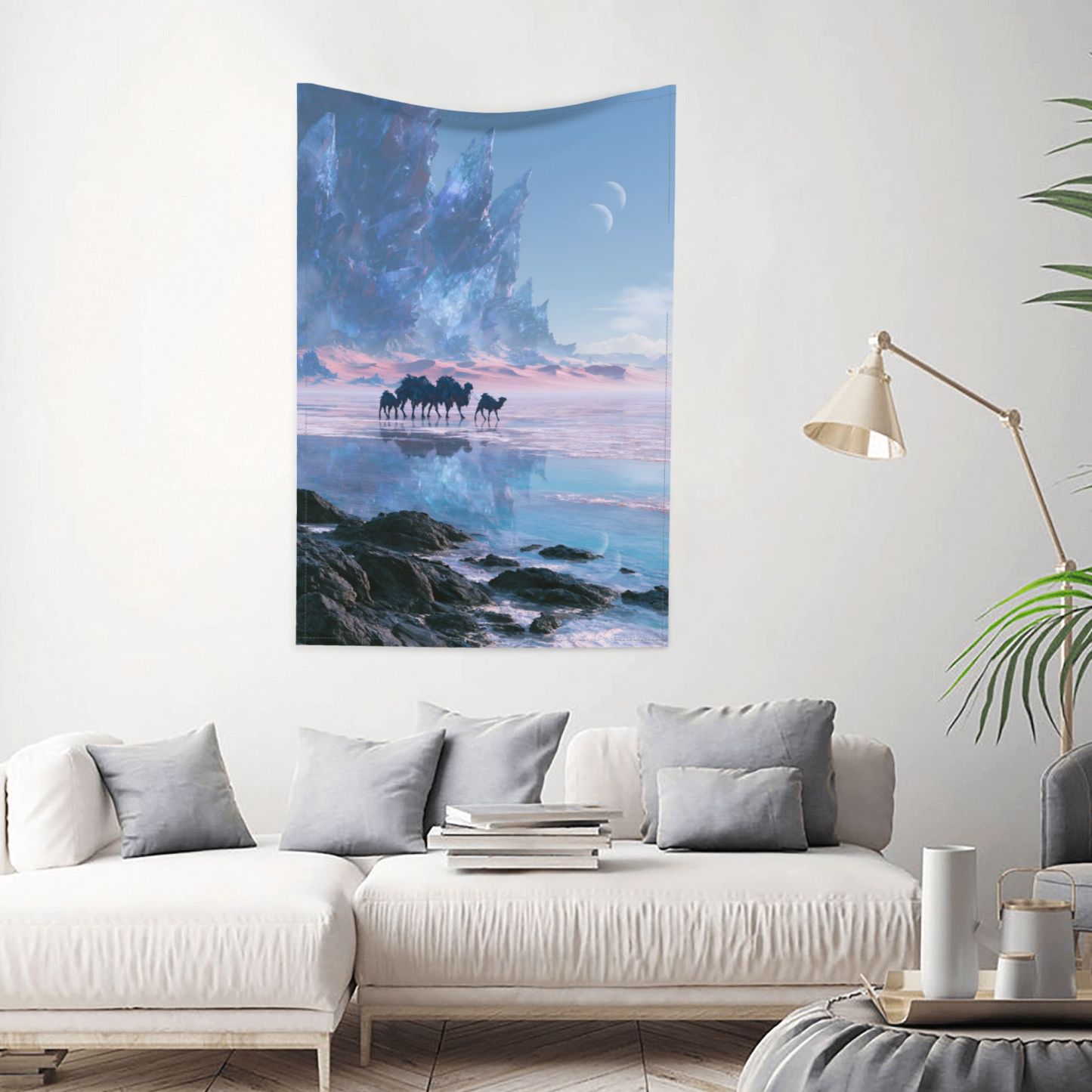 Crystal Salt Caravan art tapestry in a room — 40 × 60 in, view 1