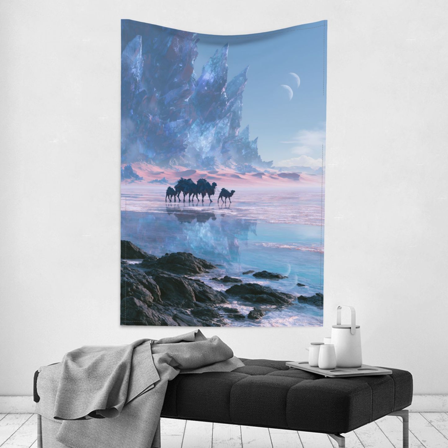 Crystal Salt Caravan art tapestry in a room — 40 × 60 in, view 2