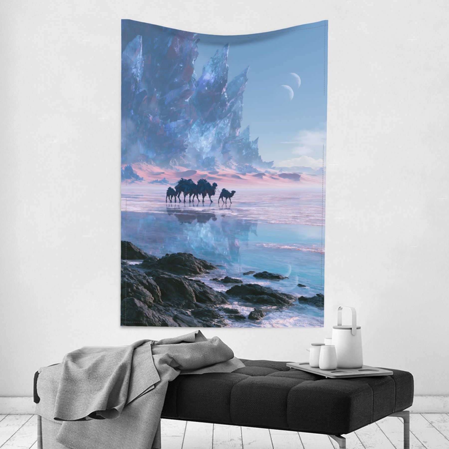 Crystal Salt Caravan art tapestry in a room — 40 × 60 in, view 2
