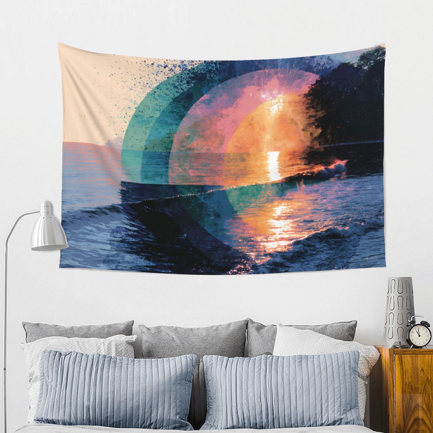 Horizon in Bloom art tapestry in a room — 60 × 40 in, view 2