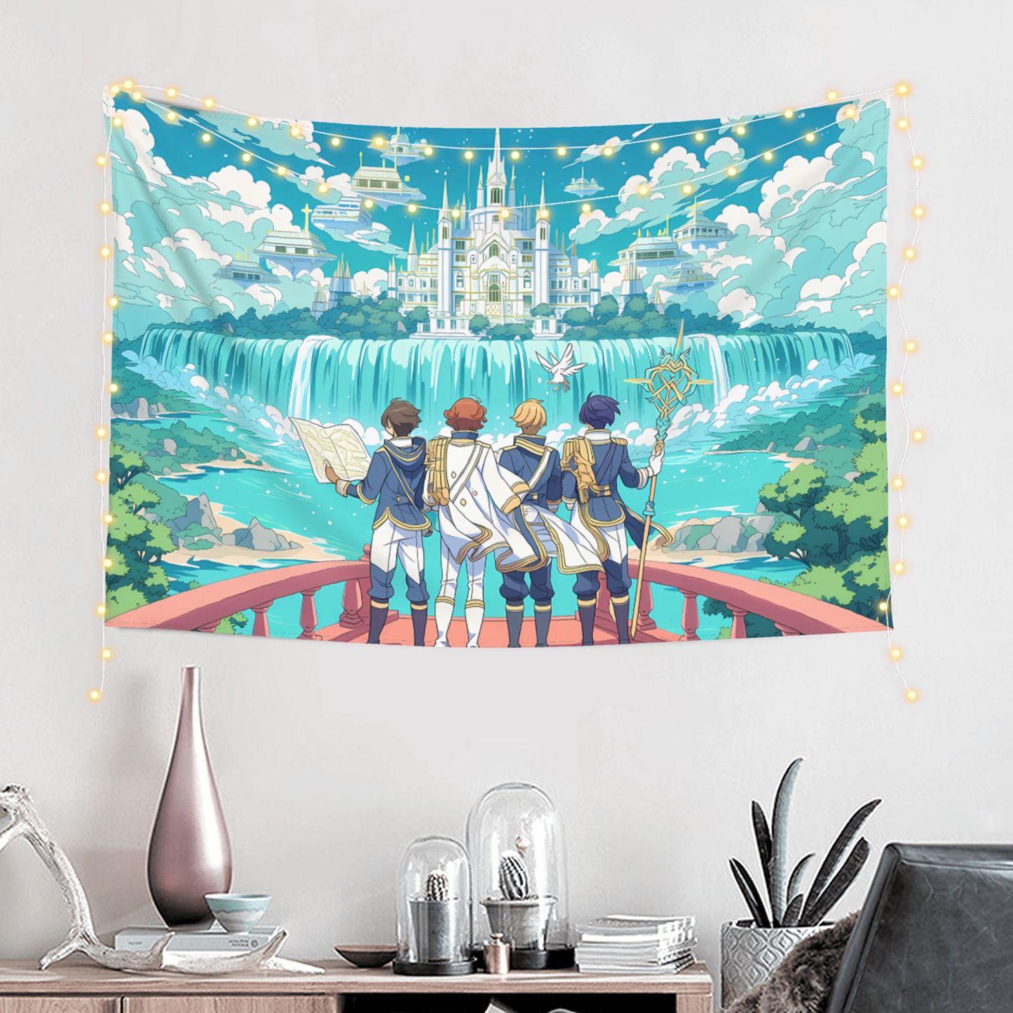 Academy Beyond the Waterfall art tapestry in a room — 60 × 40 in, view 1