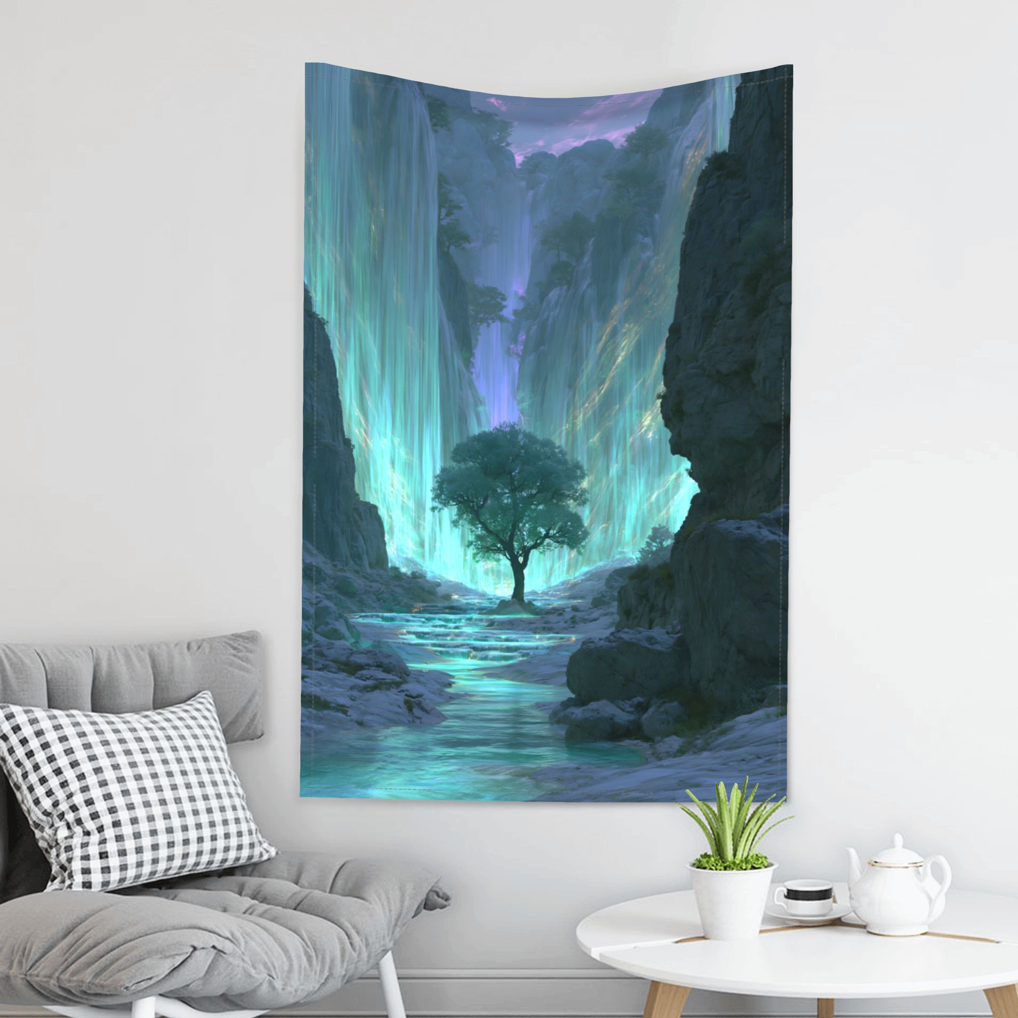 Cathedral of Rain art tapestry in a room — 40 × 60 in, view 3