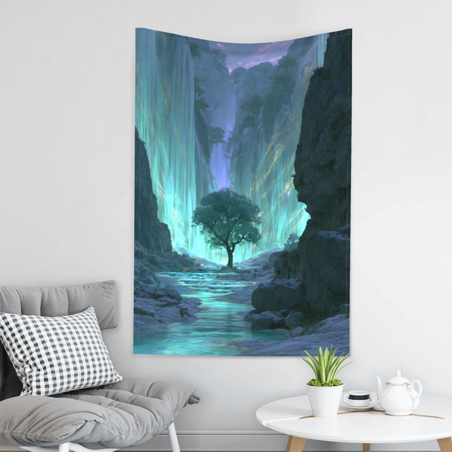 Cathedral of Rain art tapestry in a room — 40 × 60 in, view 3