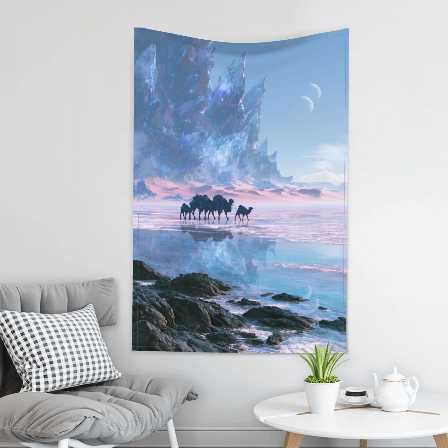 Crystal Salt Caravan art tapestry in a room — 40 × 60 in, view 3