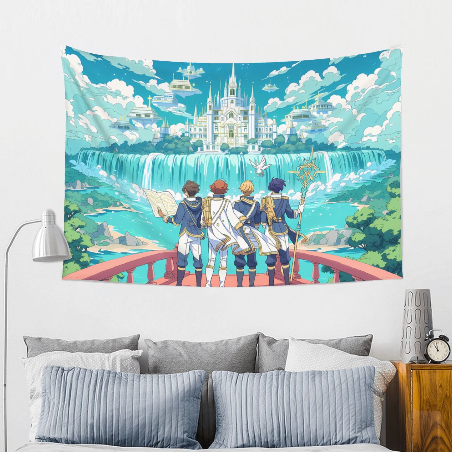 Academy Beyond the Waterfall art tapestry in a room — 60 × 40 in, view 2