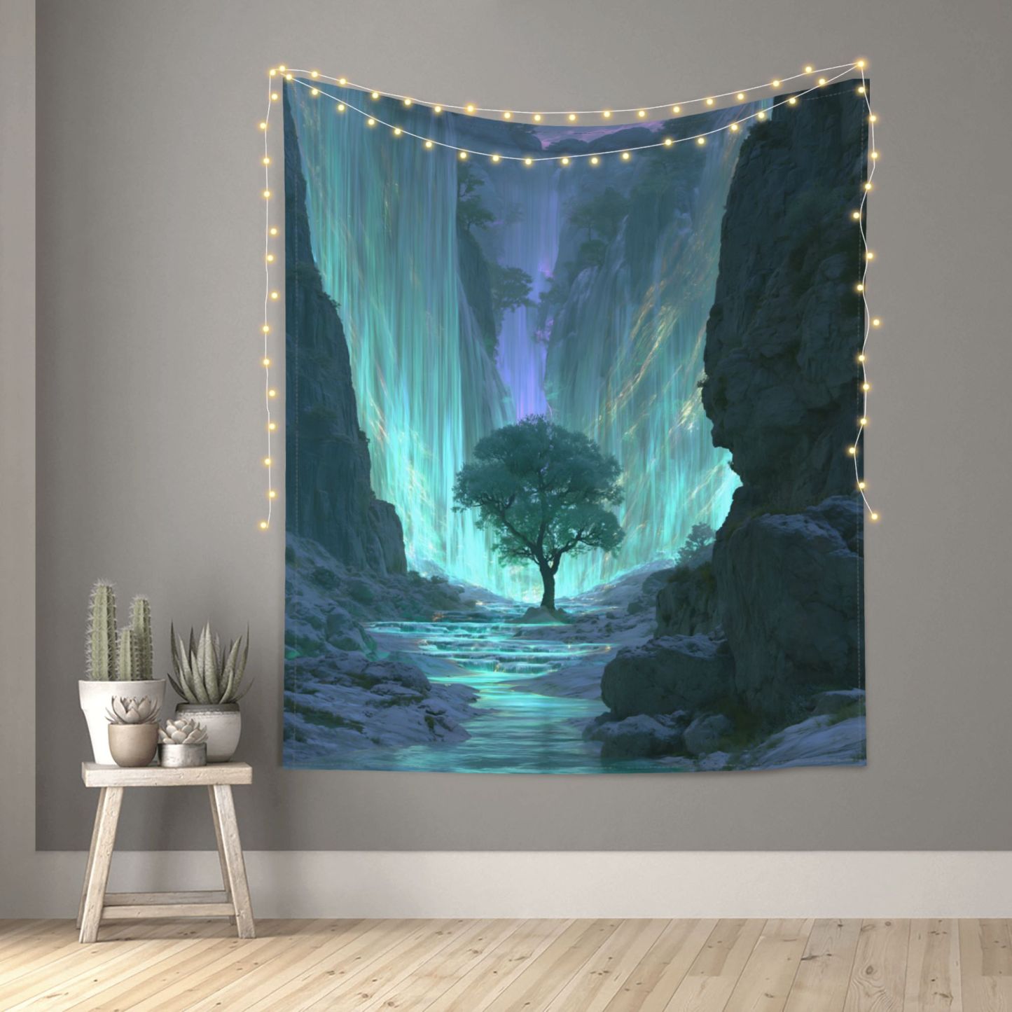 Cathedral of Rain art tapestry in a room — 50 × 60 in, view 1