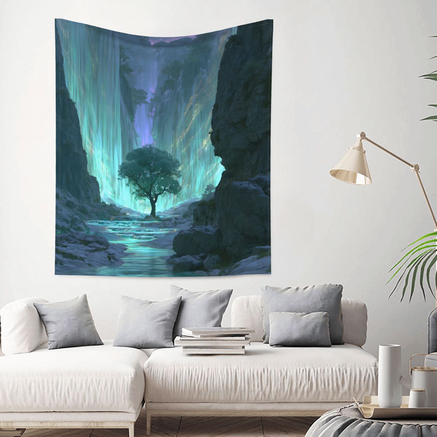 Cathedral of Rain art tapestry in a room — 50 × 60 in, view 2