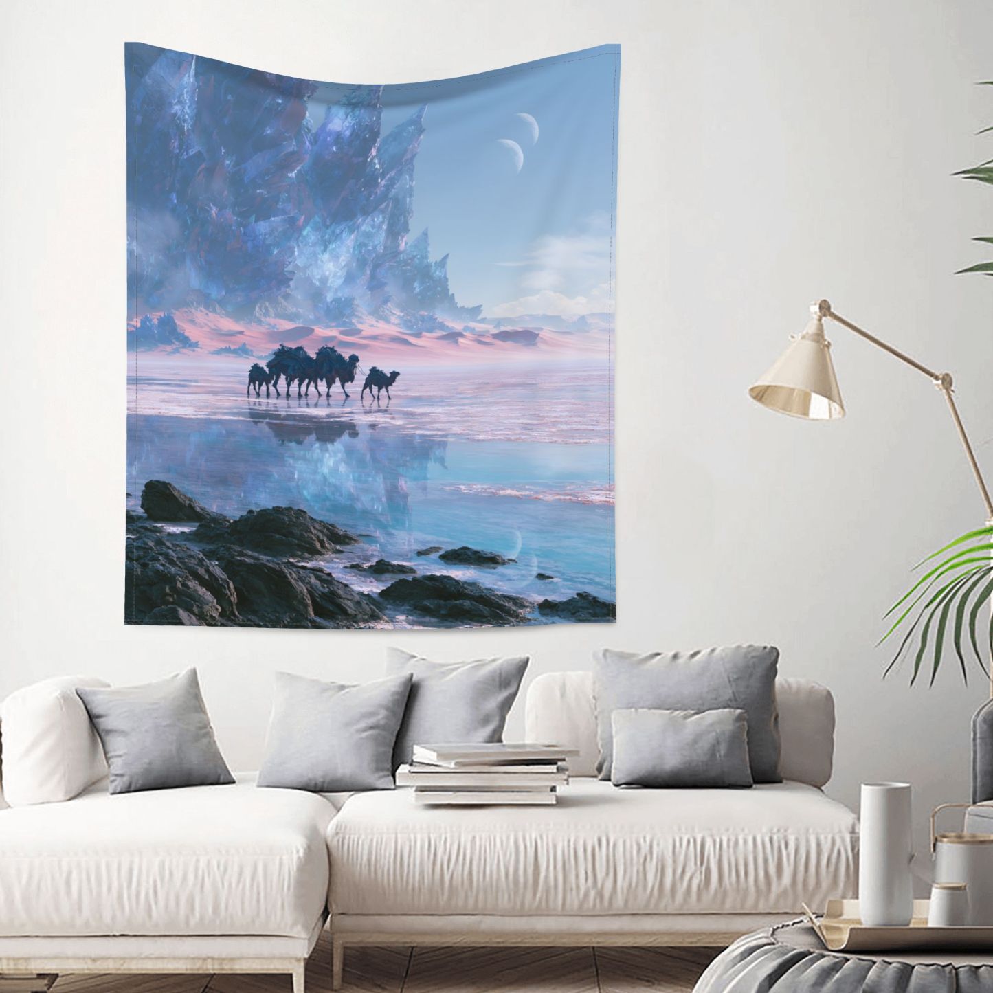 Crystal Salt Caravan art tapestry in a room — 50 × 60 in, view 2