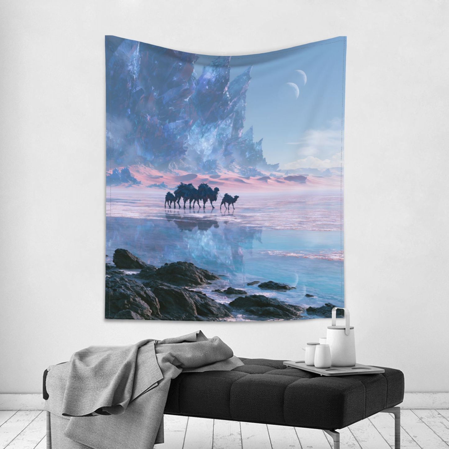 Crystal Salt Caravan art tapestry in a room — 50 × 60 in, view 3
