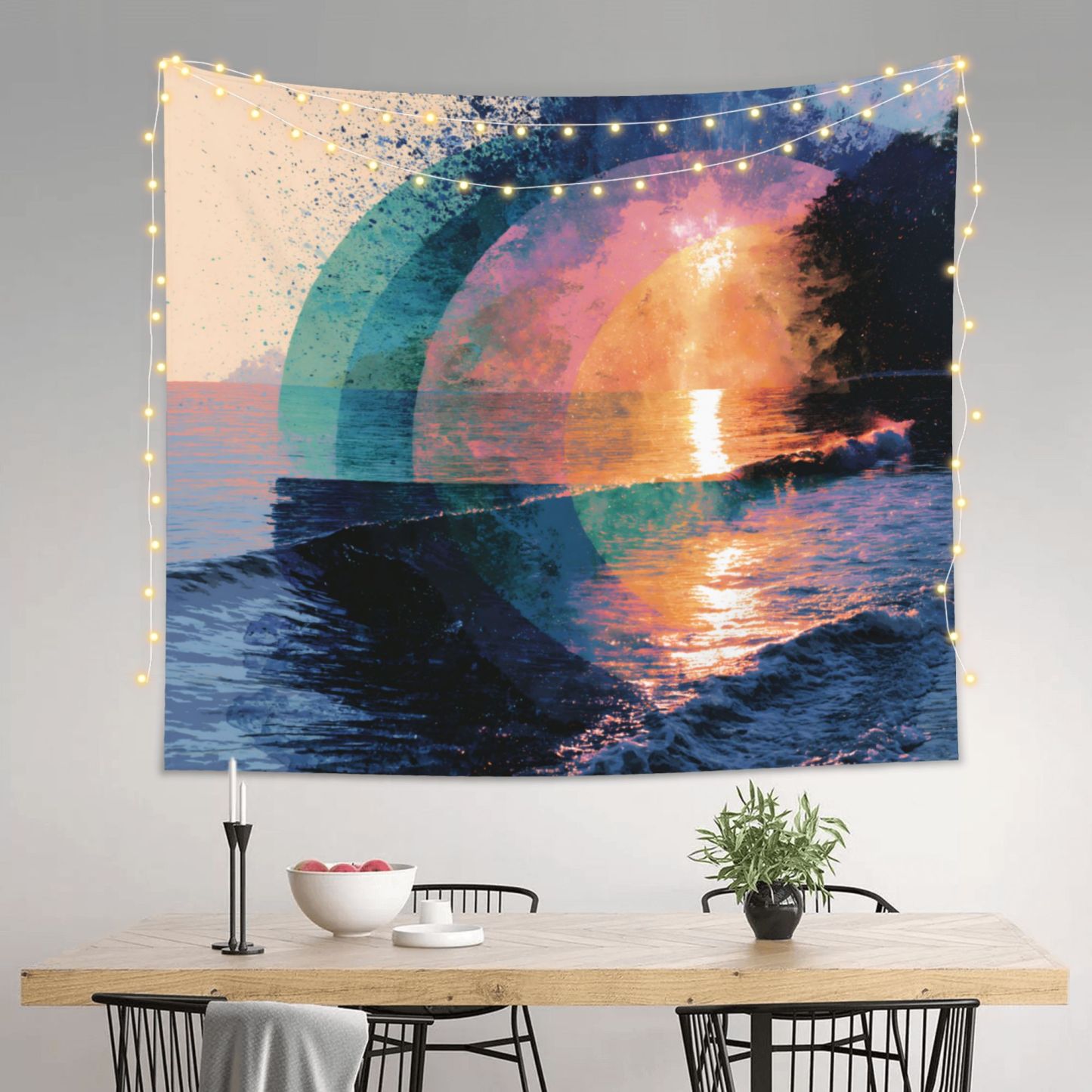 Horizon in Bloom art tapestry in a room — 60 × 50 in, view 3