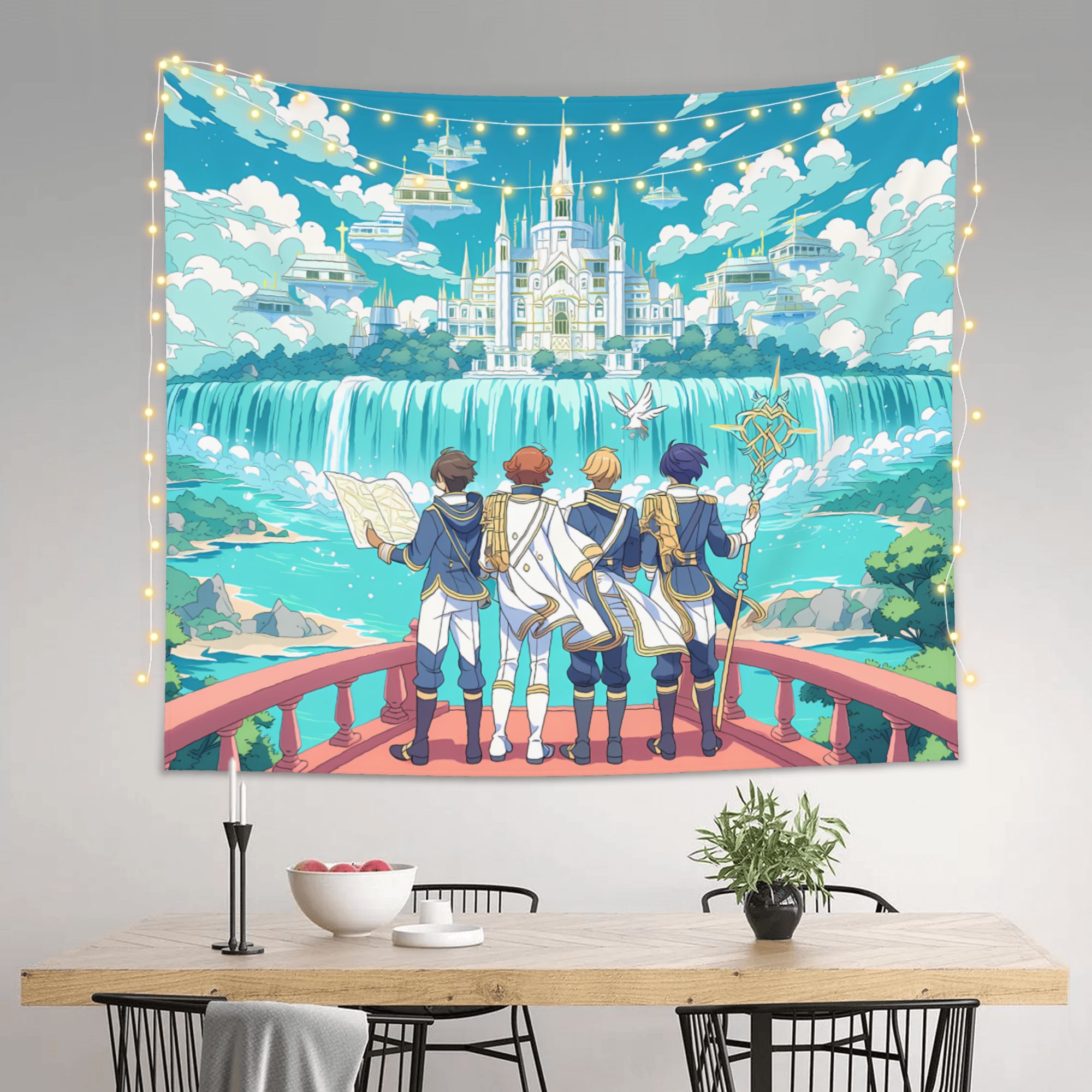 Academy Beyond the Waterfall art tapestry in a room — 60 × 50 in, view 3