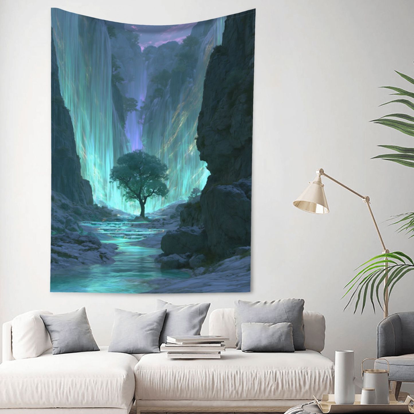 Cathedral of Rain art tapestry in a room — 60 × 80 in, view 2