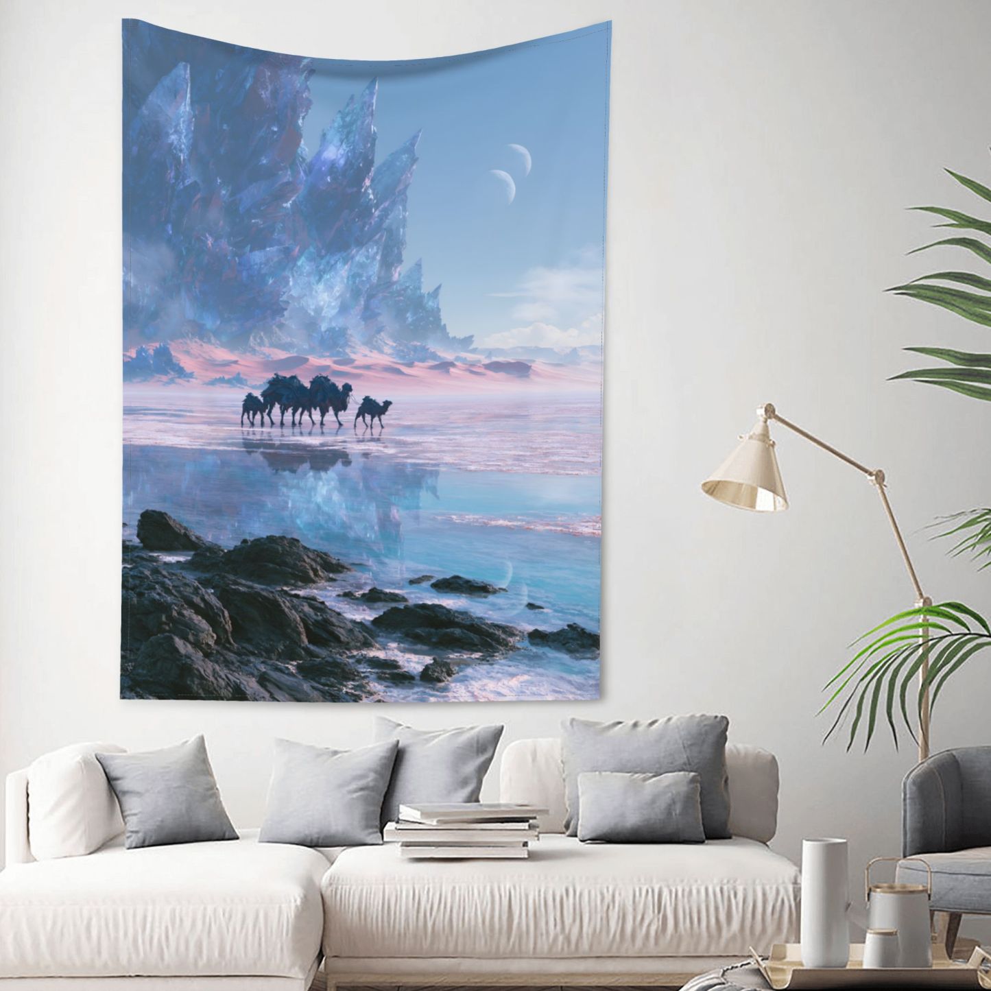 Crystal Salt Caravan art tapestry in a room — 60 × 80 in, view 2