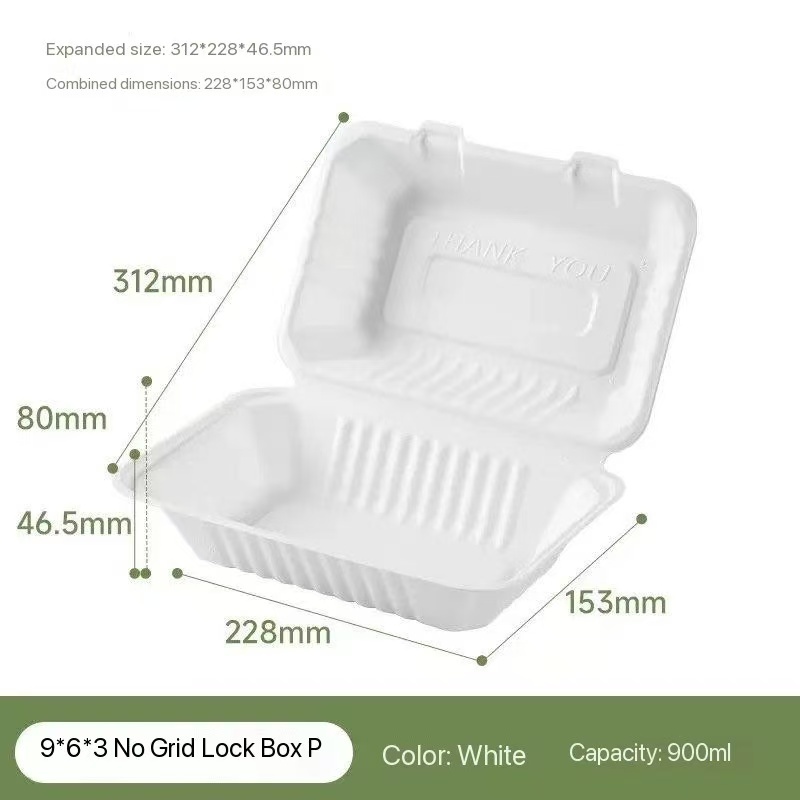9“ x 6" Bagasse Clamshell Box 