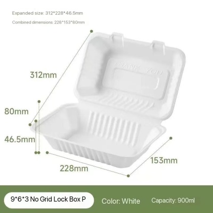 9“ x 6" Bagasse Clamshell Box 