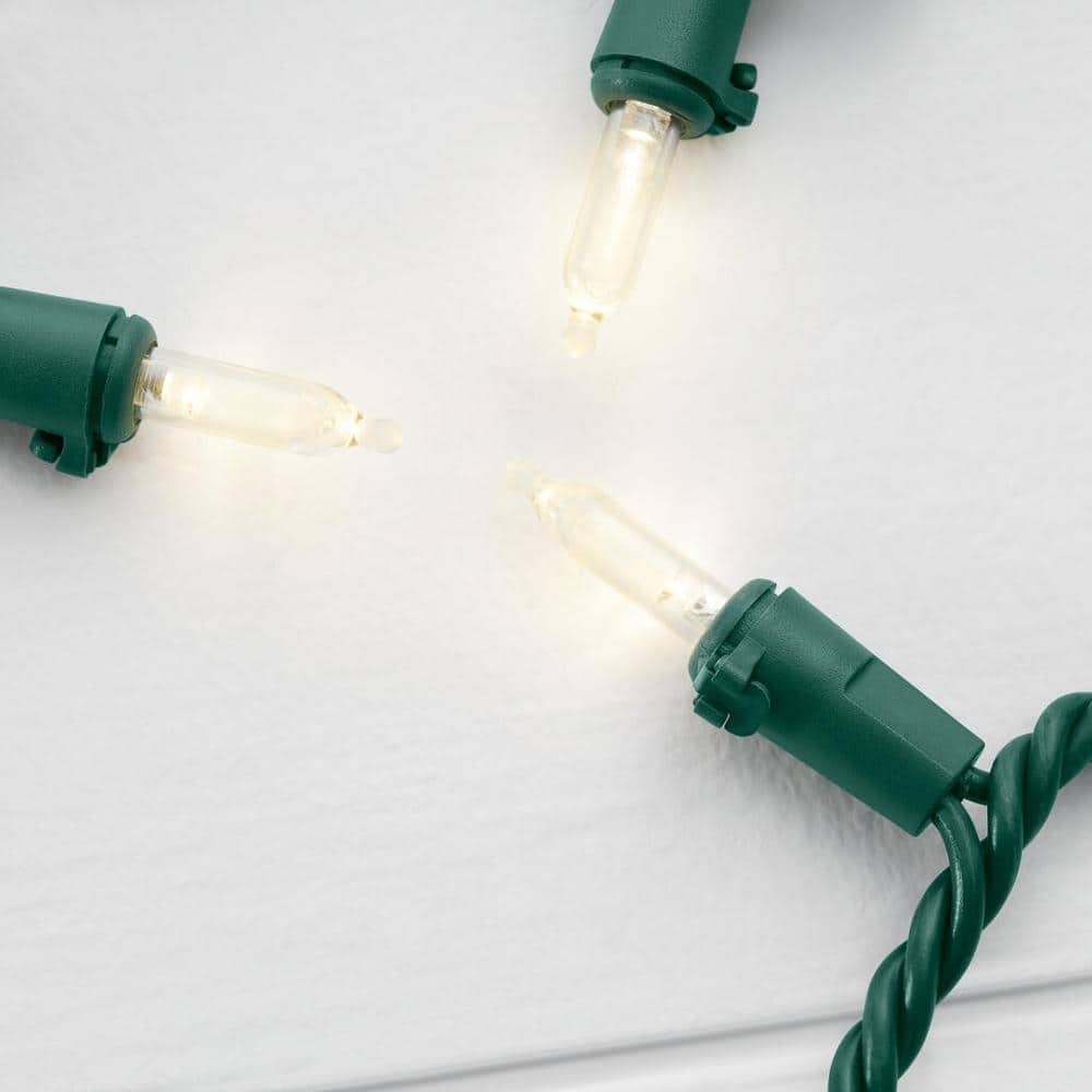100 Warm White Mini LED String Lights with Green Wire