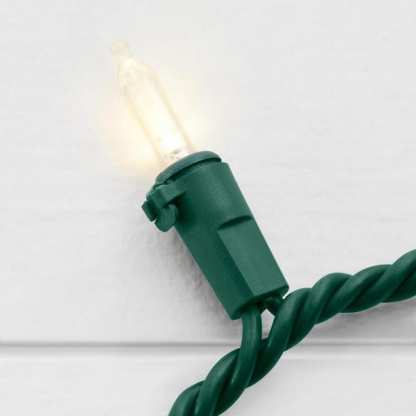 100 Warm White Mini LED String Lights with Green Wire
