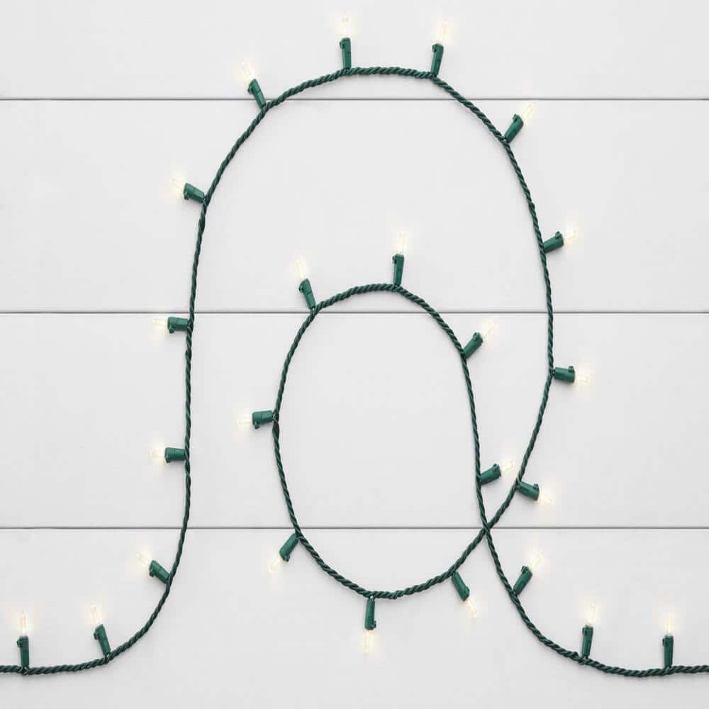 100 Warm White Mini LED String Lights with Green Wire