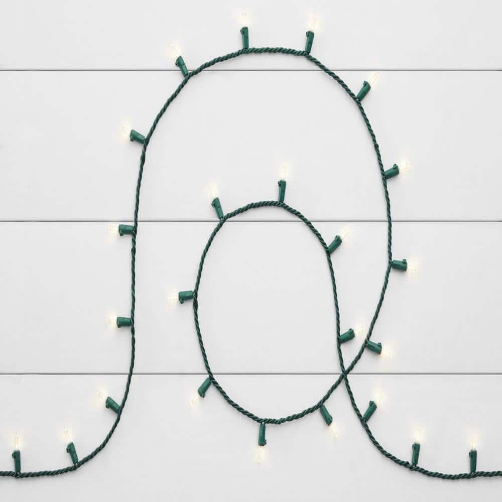 100 Warm White Mini LED String Lights with Green Wire