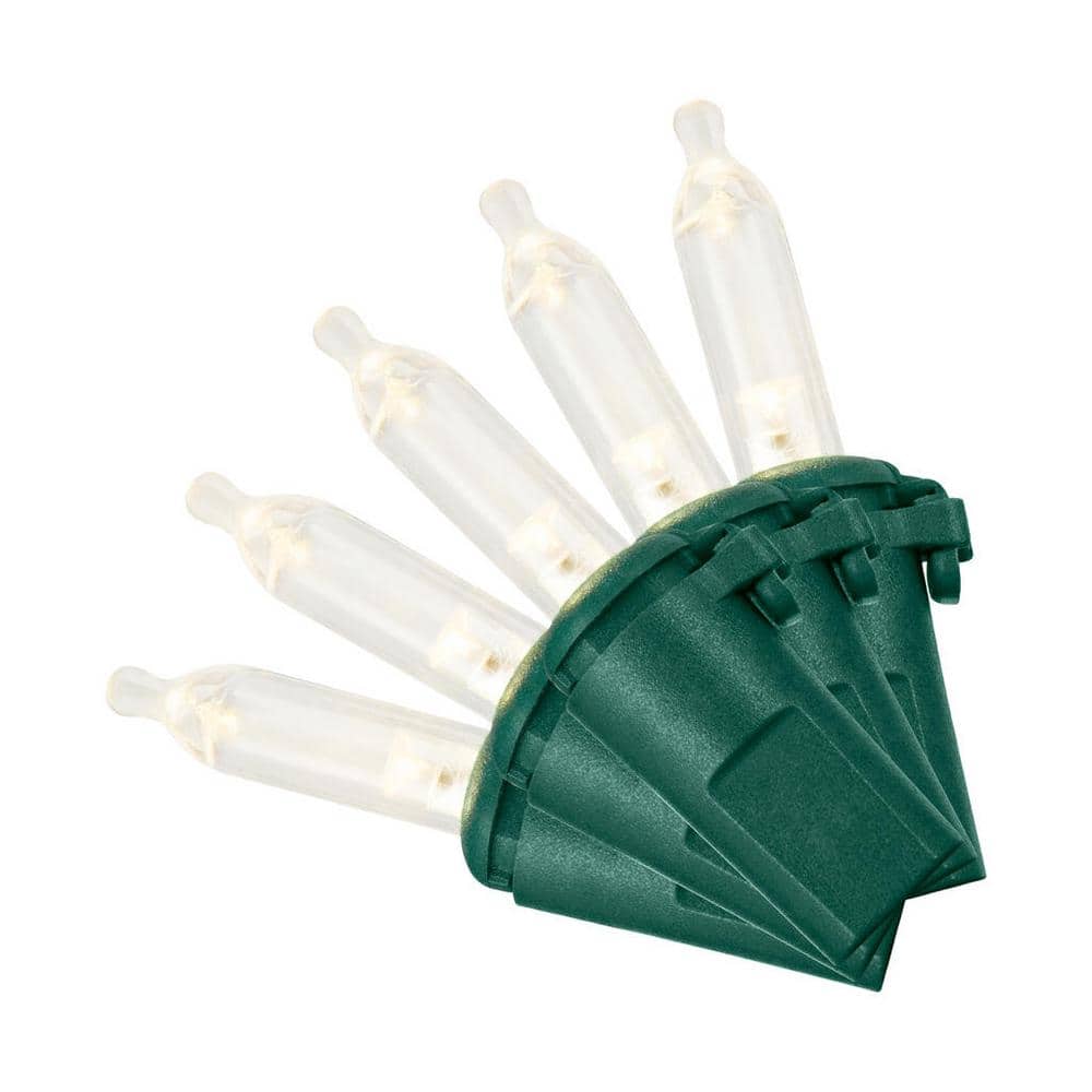 100 Warm White Mini LED String Lights with Green Wire