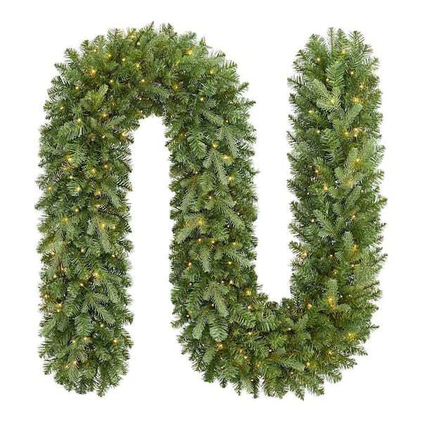 9 ft. Wesley Long Needle Pine LED Pre-Lit Artificial Christmas Garland