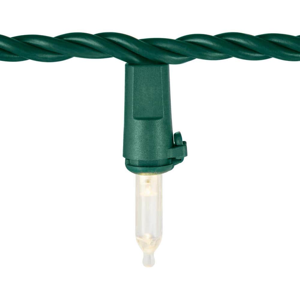 100 Warm White Mini LED String Lights with Green Wire
