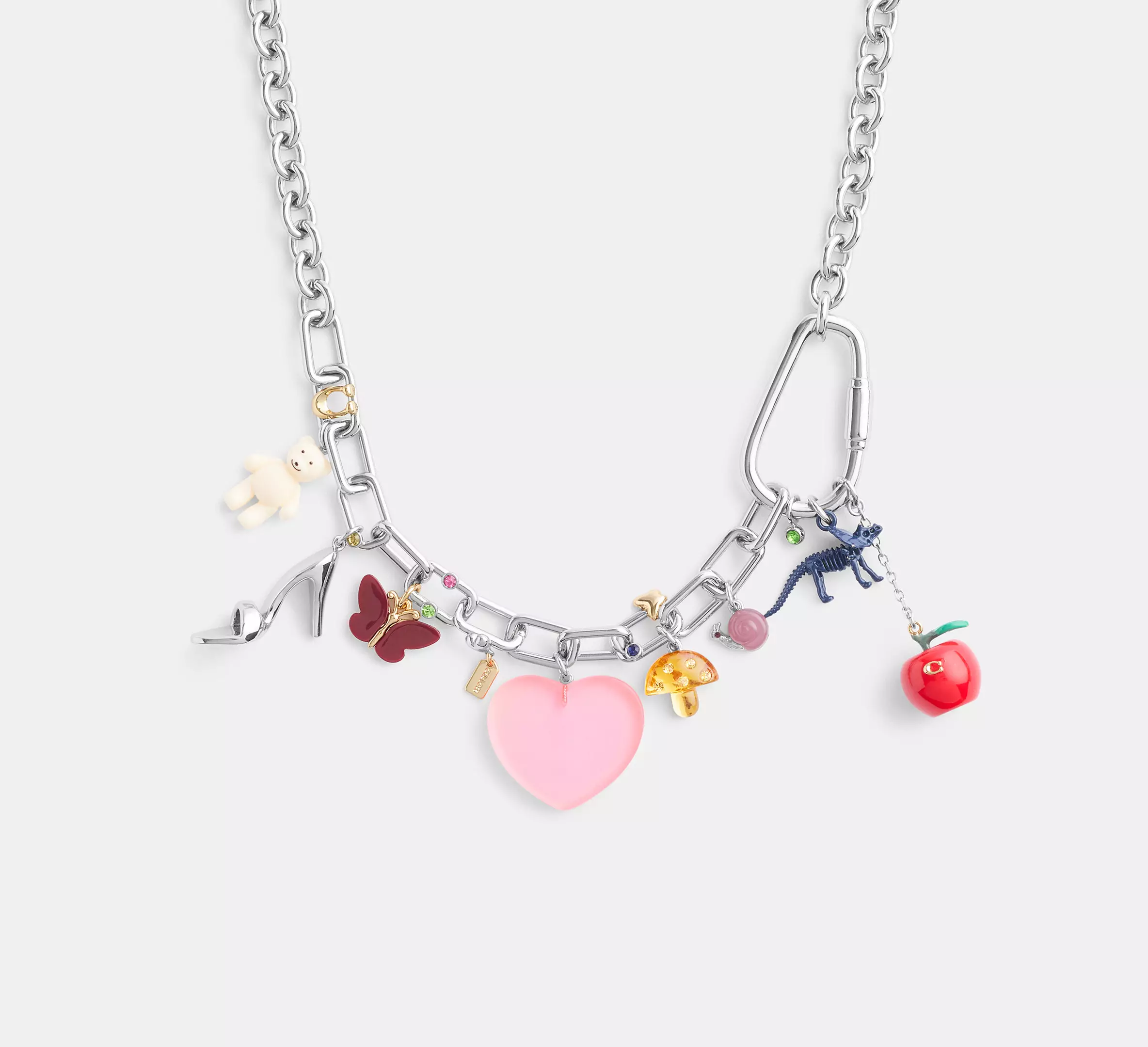 Heart And Teddy Bear Statement Charm Necklace
