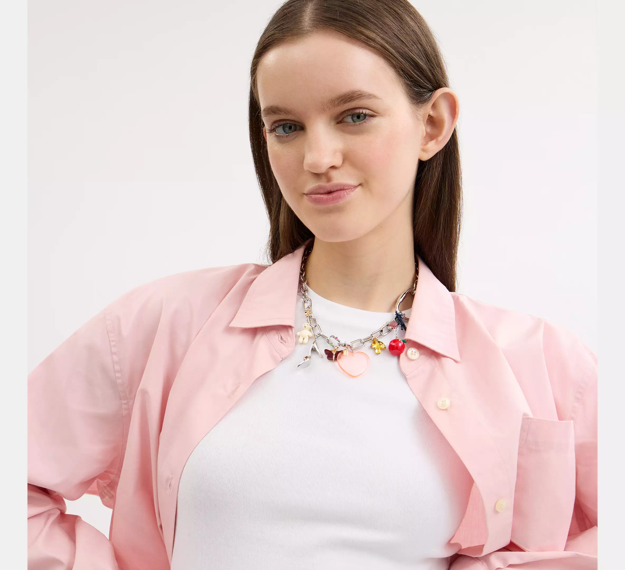 Heart And Teddy Bear Statement Charm Necklace