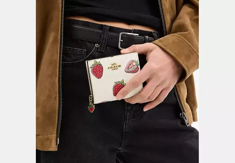 Snap Wallet With Strawberry Print