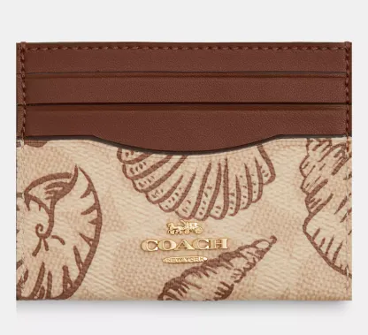 Slim Id Card Case In Signature Canvas With Shell Print
