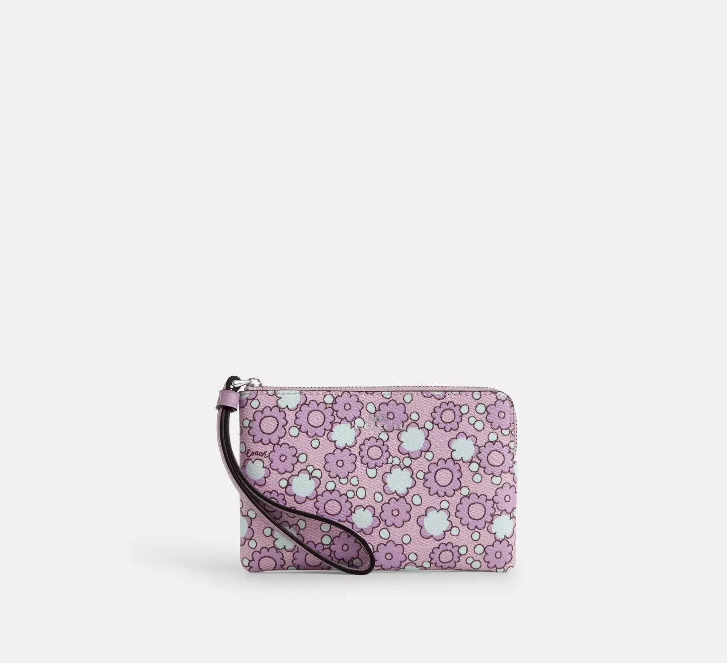 Corner Zip Wristlet With Floral Print
