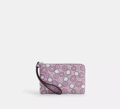 Corner Zip Wristlet With Floral Print