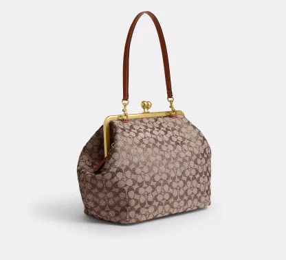 Large Kisslock Frame Bag In Crystal Signature Jacquard