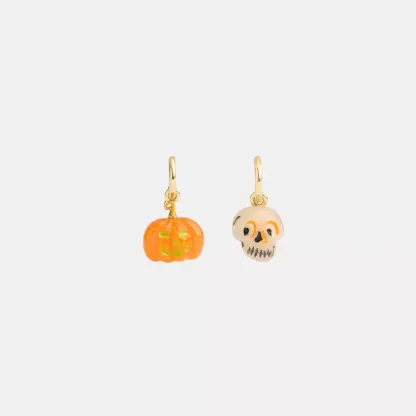 Skull And Pumpkin Mismatch Earrings