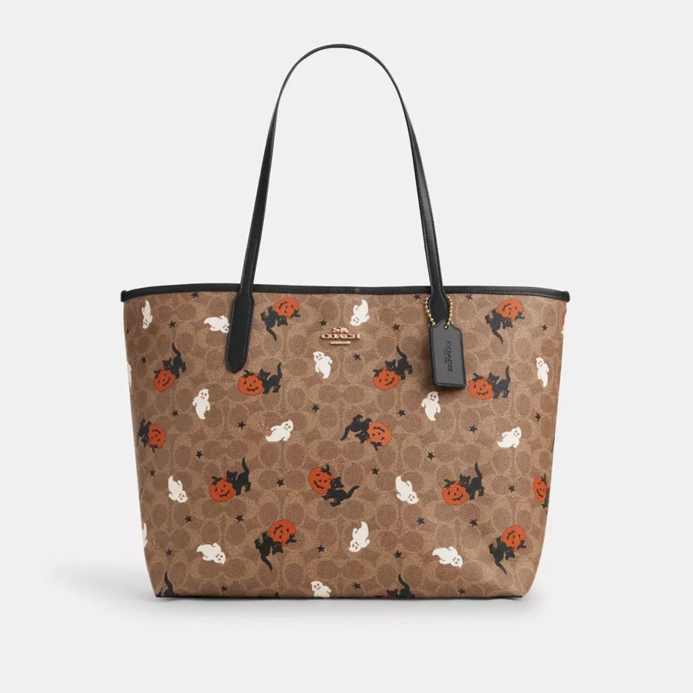 City Tote In Signature Canvas With Halloween Print