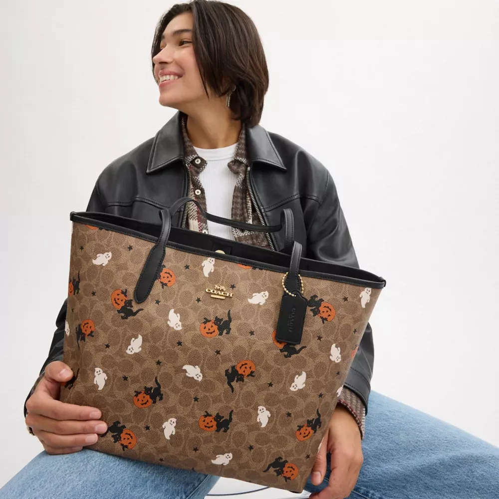 City Tote In Signature Canvas With Halloween Print